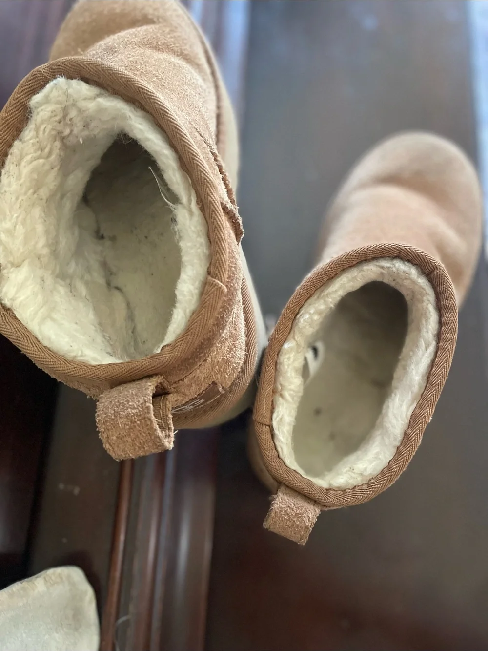 UGG Kids Suede Fleece-Lined ultra mini platform - Chestnut Tan